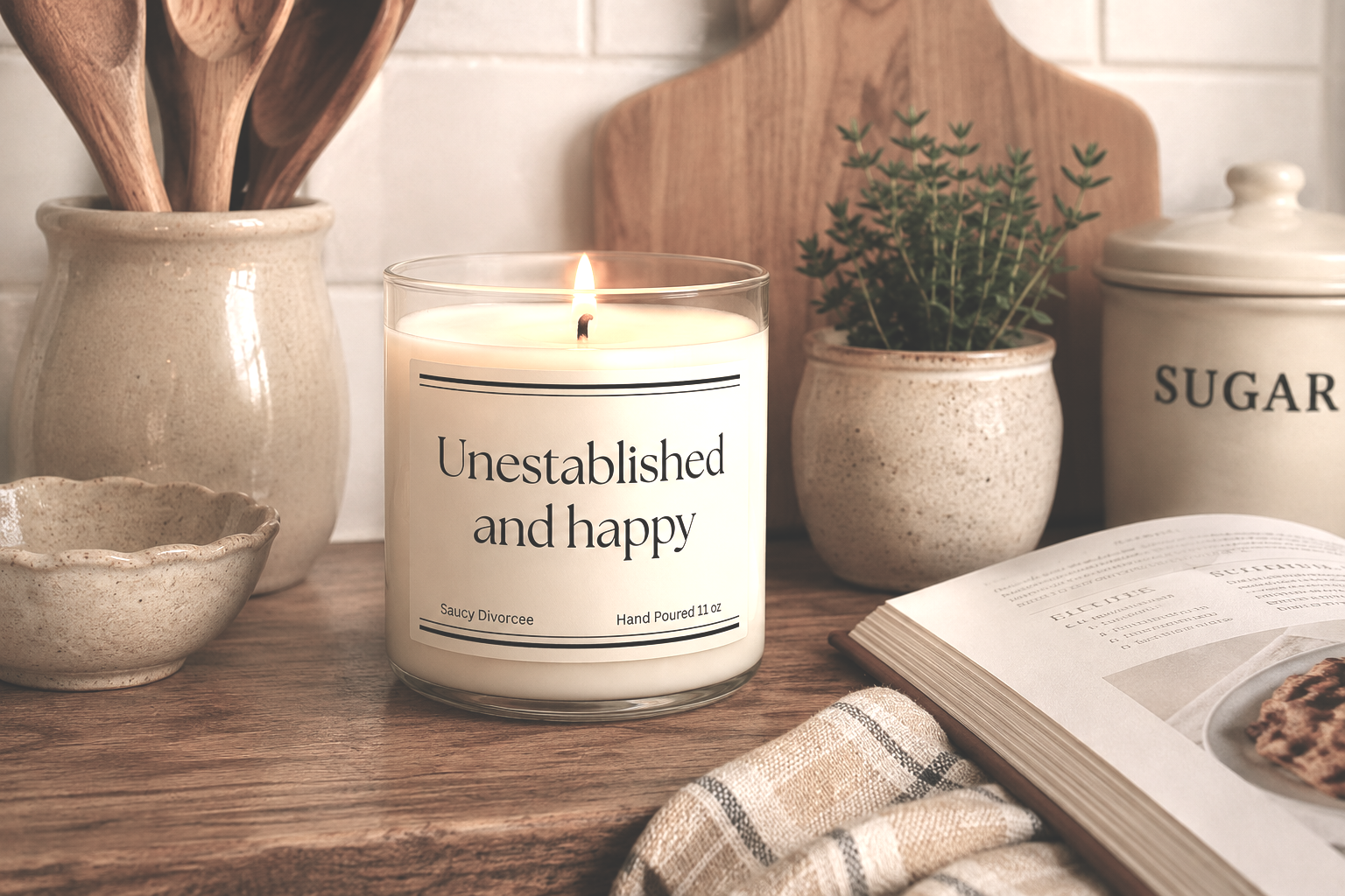 Unestablished and Happy Hand Poured Candle